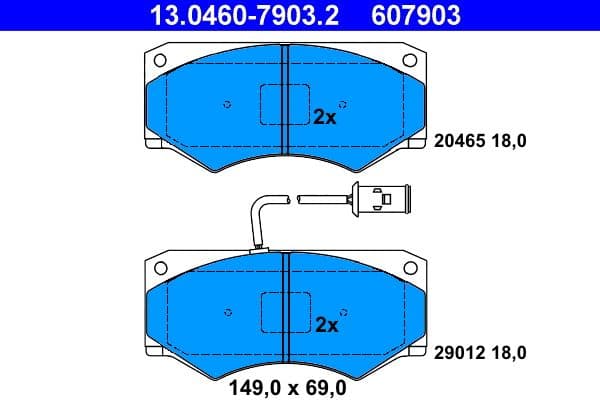 set placute frana,frana disc ATE 13.0460-7903.2
