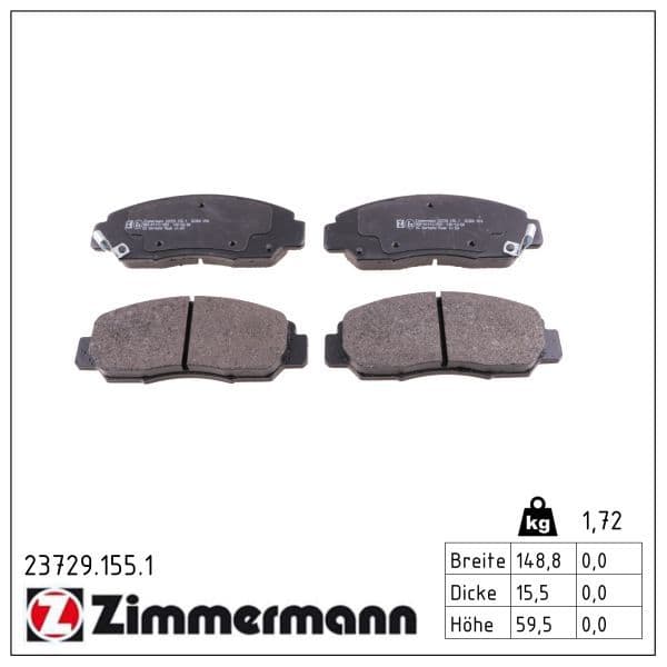 set placute frana,frana disc ZIMMERMANN 23729.155.1