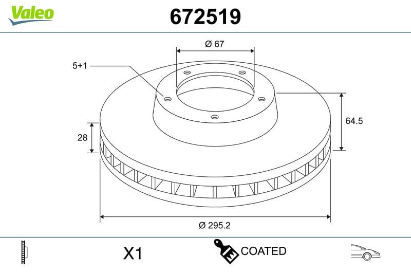 Disc frana VALEO COATED 672519