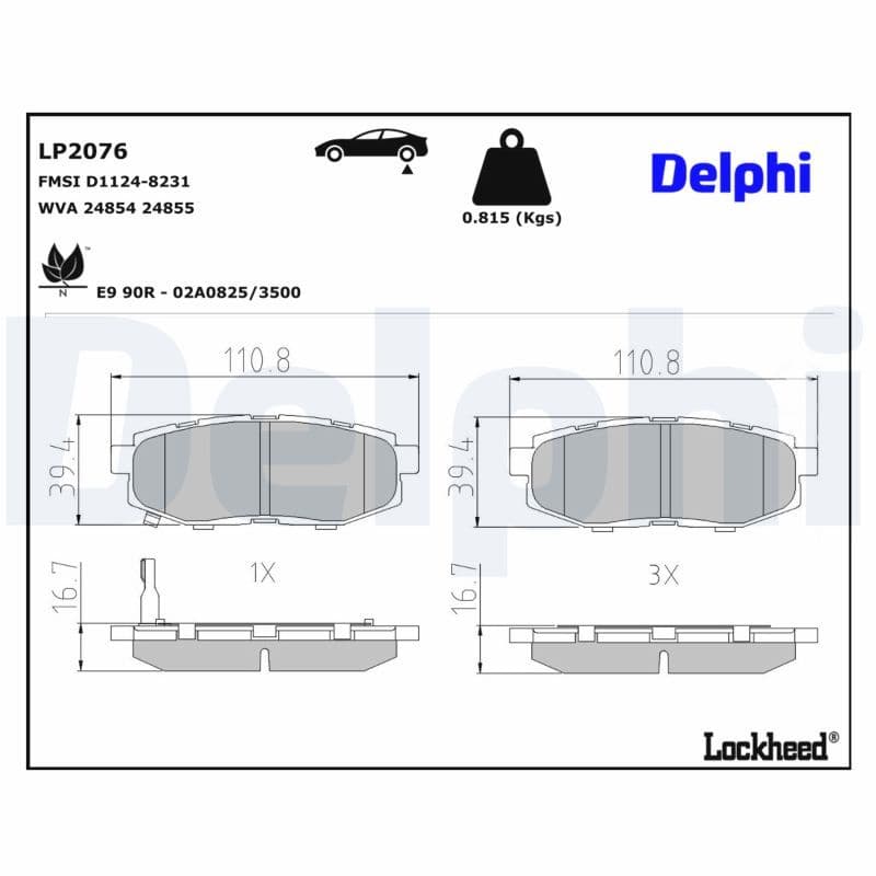 set placute frana,frana disc DELPHI LP2076