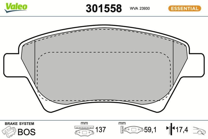 set placute frana,frana disc VALEO ESSENTIAL 301558