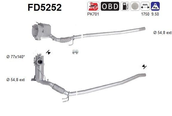 Filtru funingine/particule, sist.de esapament AS-PL FD5252