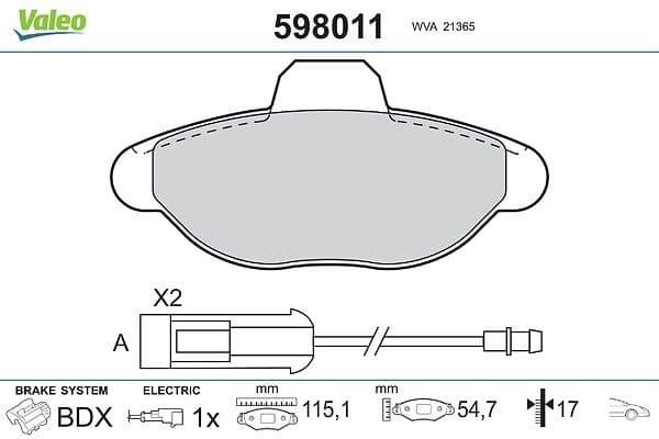 set placute frana,frana disc VALEO 598011