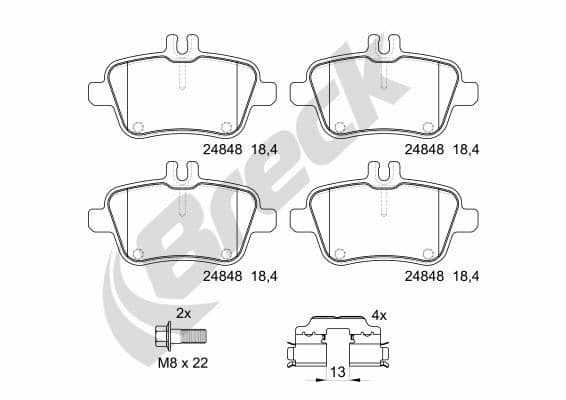 set placute frana,frana disc BRECK 24848 00 704 00