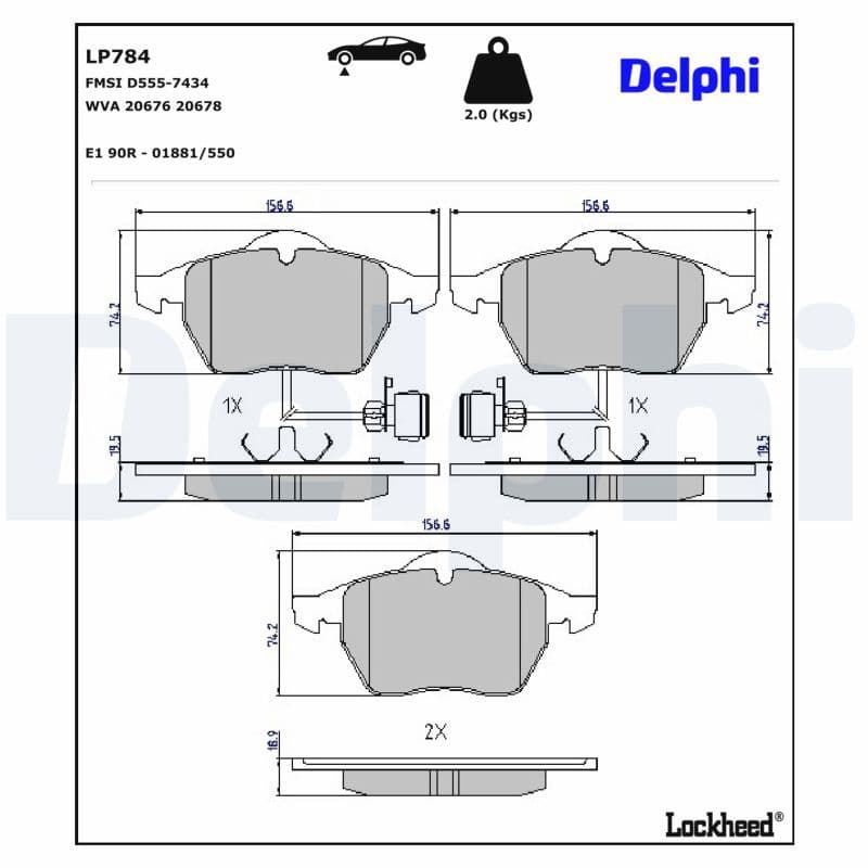 set placute frana,frana disc DELPHI LP784