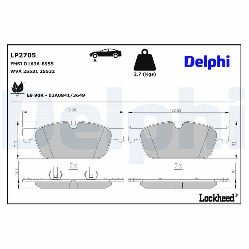 set placute frana,frana disc DELPHI LP2705