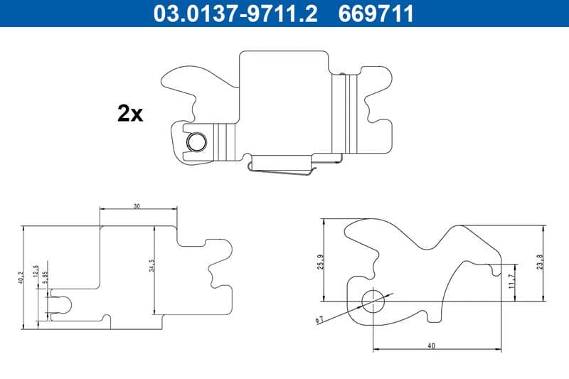 set accesorii, saboti frana parcare ATE extinderea blocării 03.0137-9711.2