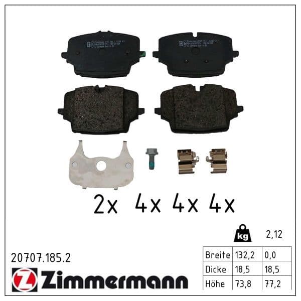 set placute frana,frana disc ZIMMERMANN 20707.185.2