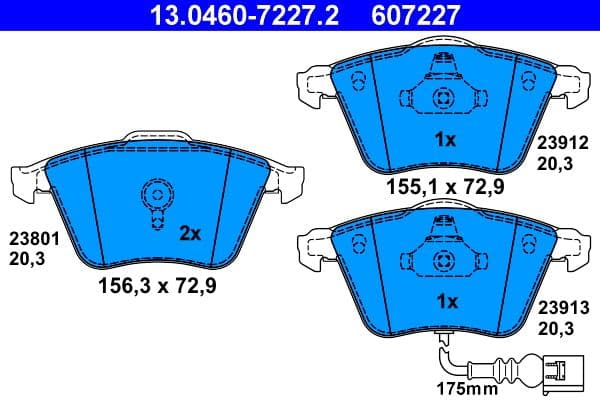 set placute frana,frana disc ATE 13.0460-7227.2