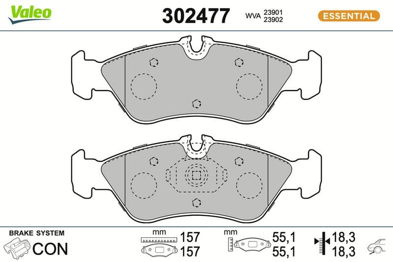 set placute frana,frana disc VALEO ESSENTIAL 302477