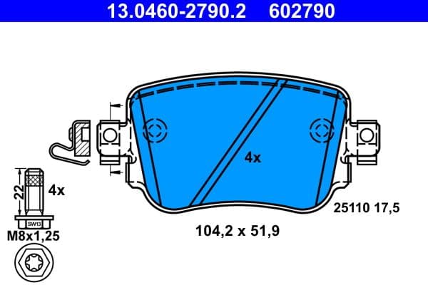 set placute frana,frana disc ATE 13.0460-2790.2