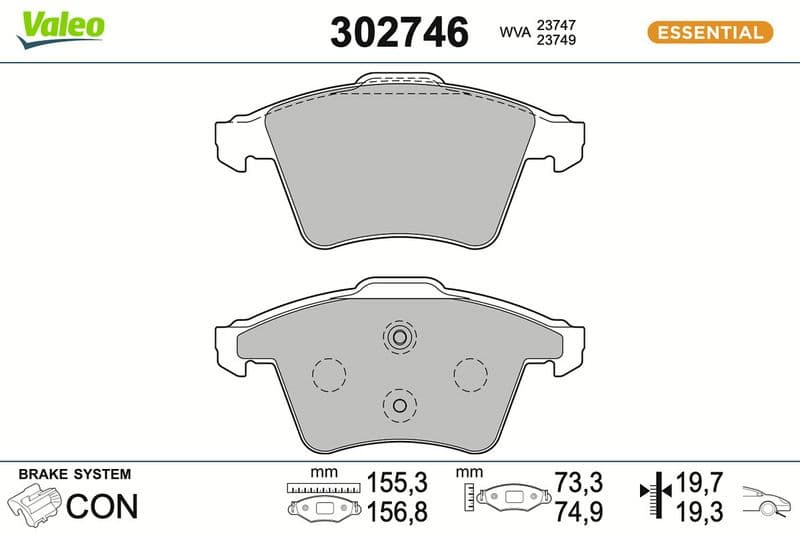 set placute frana,frana disc VALEO ESSENTIAL 302746