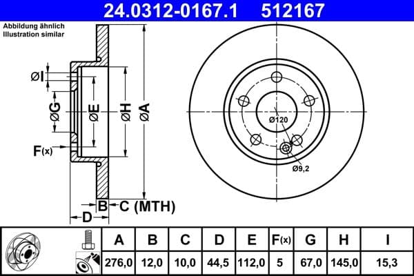 Disc frana ATE PowerDisc 24.0312-0167.1