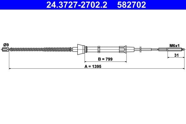 Cablu, frana de parcare ATE 24.3727-2702.2