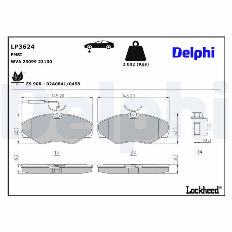 set placute frana,frana disc DELPHI LP3624