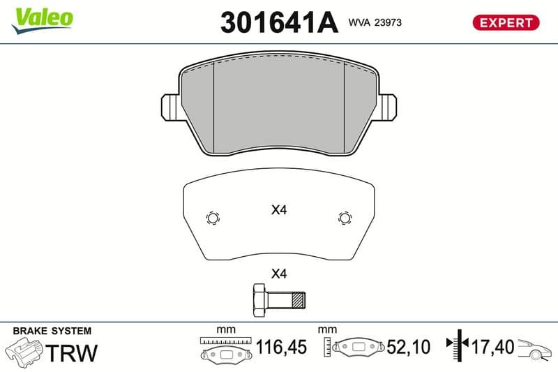 set placute frana,frana disc VALEO 301641A