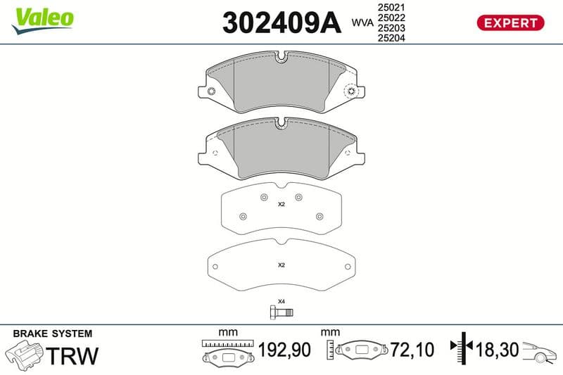 set placute frana,frana disc VALEO 302409A