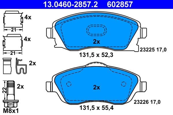 set placute frana,frana disc ATE 13.0460-2857.2