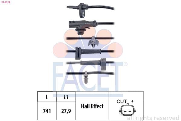 senzor,turatie roata FACET Made in Italy - OE Equivalent 21.0124
