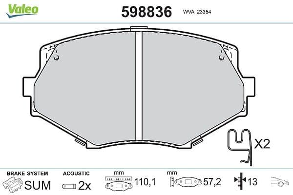 set placute frana,frana disc VALEO 598836