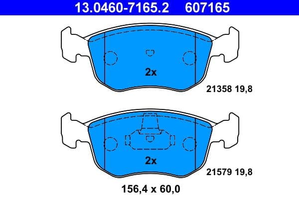 set placute frana,frana disc ATE 13.0460-7165.2