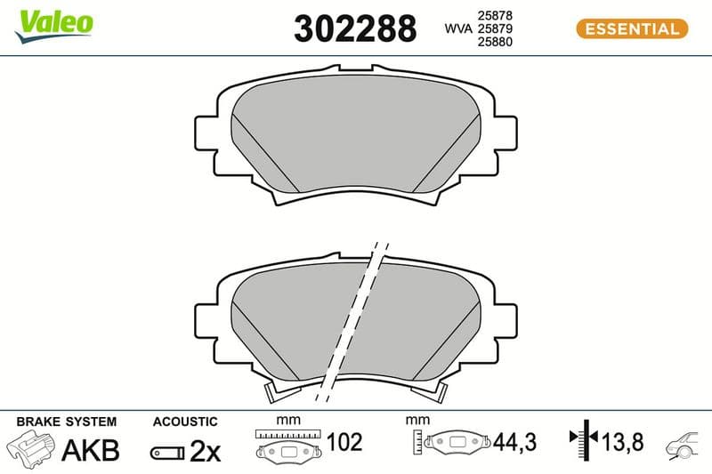 set placute frana,frana disc VALEO ESSENTIAL 302288