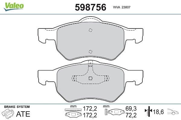 set placute frana,frana disc VALEO 598756