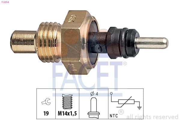 senzor,temperatura lichid de racire FACET Made in Italy - OE Equivalent 7.3214