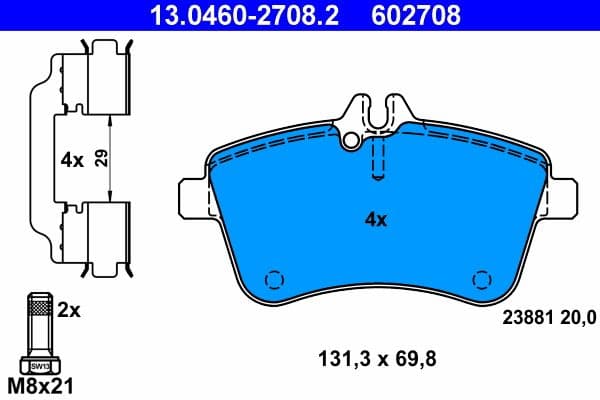 set placute frana,frana disc ATE 13.0460-2708.2