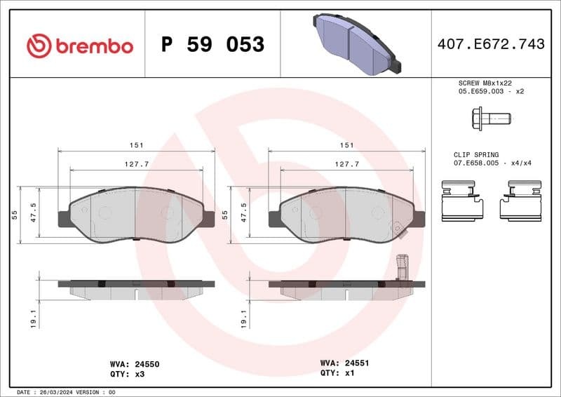 set placute frana,frana disc BREMBO PRIME LINE P 59 053