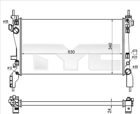 Radiator, racire motor TYC 709-0021-R