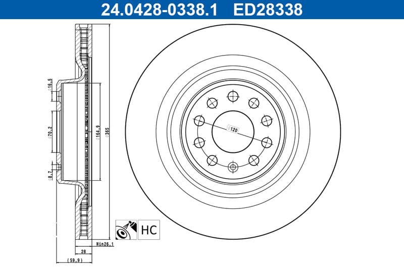 Disc frana ATE 24.0428-0338.1