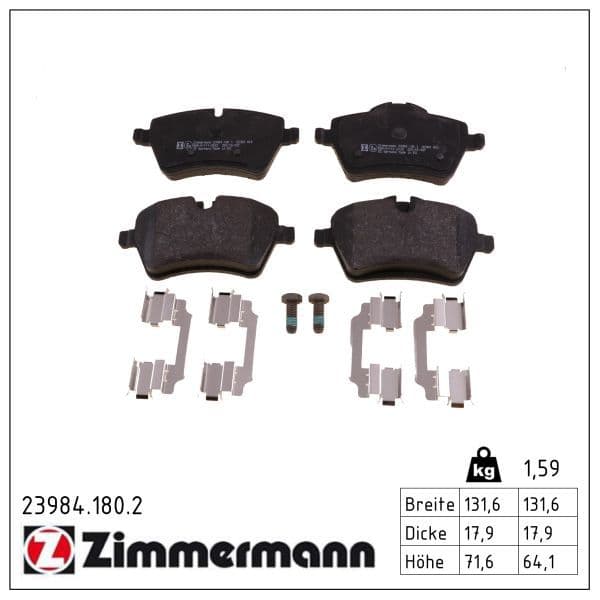 set placute frana,frana disc ZIMMERMANN 23984.180.2