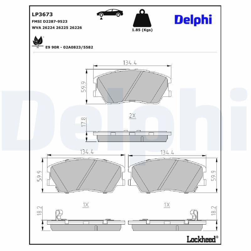 set placute frana,frana disc DELPHI LP3673