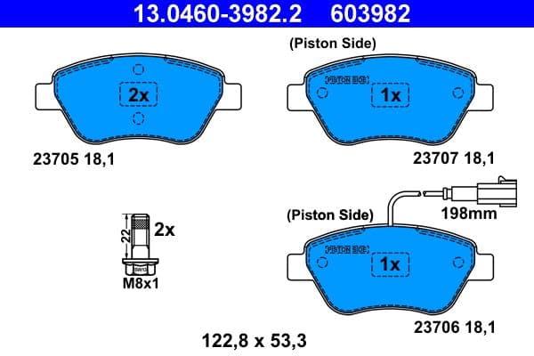 set placute frana,frana disc ATE 13.0460-3982.2