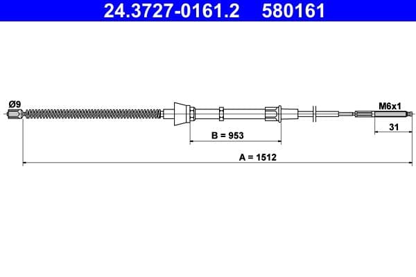 Cablu, frana de parcare ATE 24.3727-0161.2
