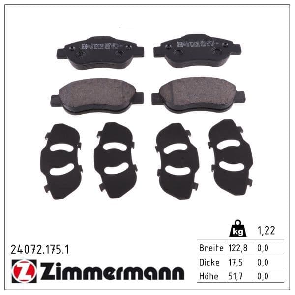 set placute frana,frana disc ZIMMERMANN 24072.175.1