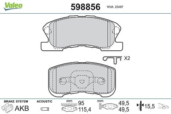 set placute frana,frana disc VALEO 598856