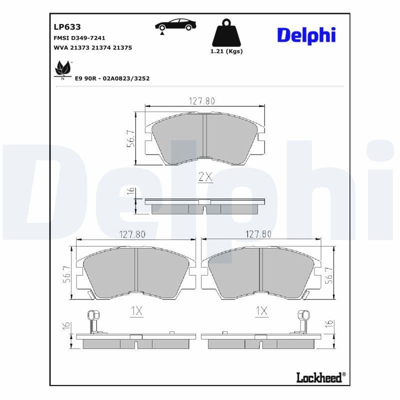 set placute frana,frana disc DELPHI LP633