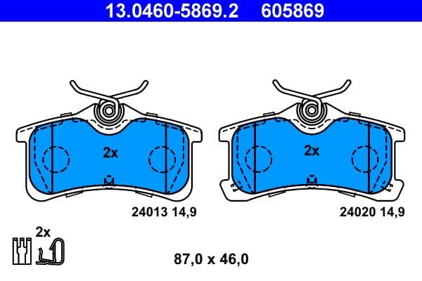 set placute frana,frana disc ATE 13.0460-5869.2