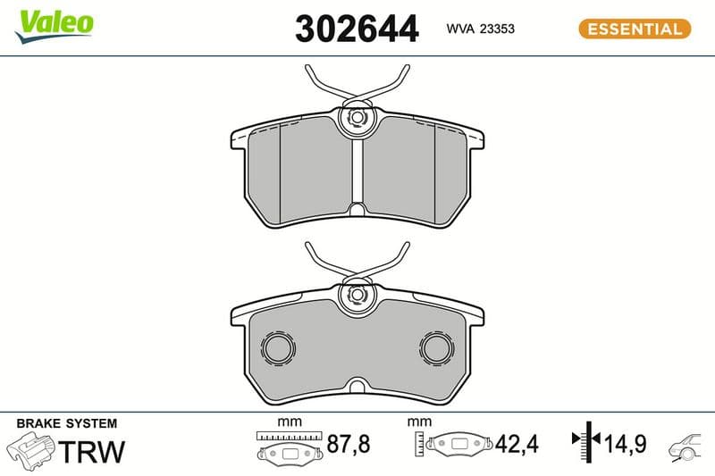 set placute frana,frana disc VALEO 302644