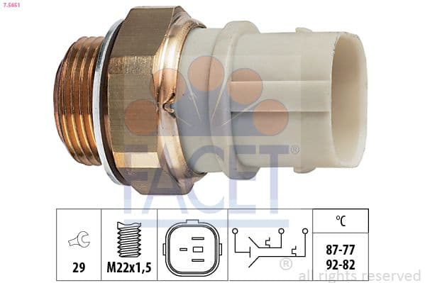 Comutator temperatura, ventilator radiator FACET Made in Italy - OE Equivalent 7.5651