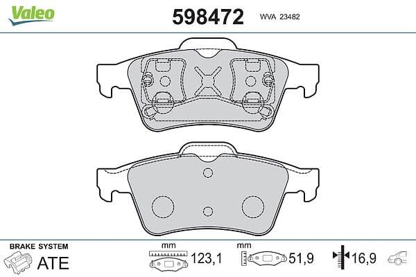 set placute frana,frana disc VALEO 598472