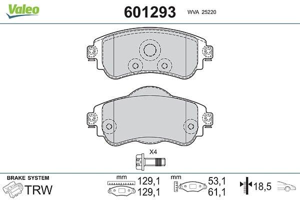 set placute frana,frana disc VALEO 601293