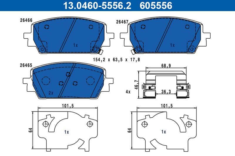 set placute frana,frana disc ATE 13.0460-5556.2