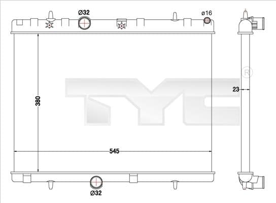Radiator, racire motor TYC 726-0019-R