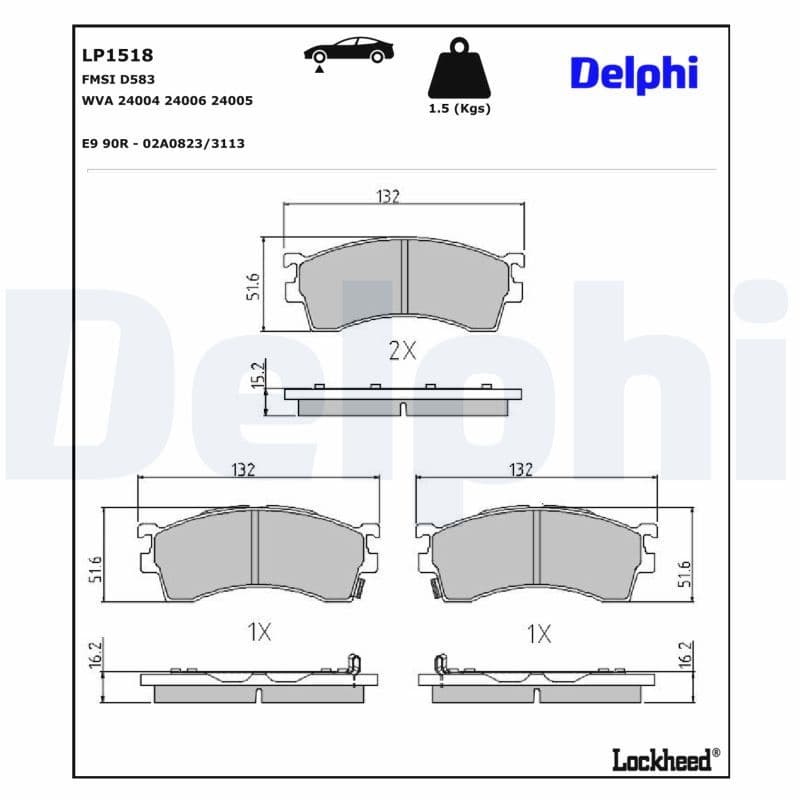 set placute frana,frana disc DELPHI LP1518