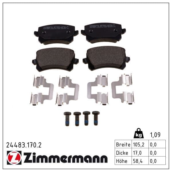 set placute frana,frana disc ZIMMERMANN 24483.170.2