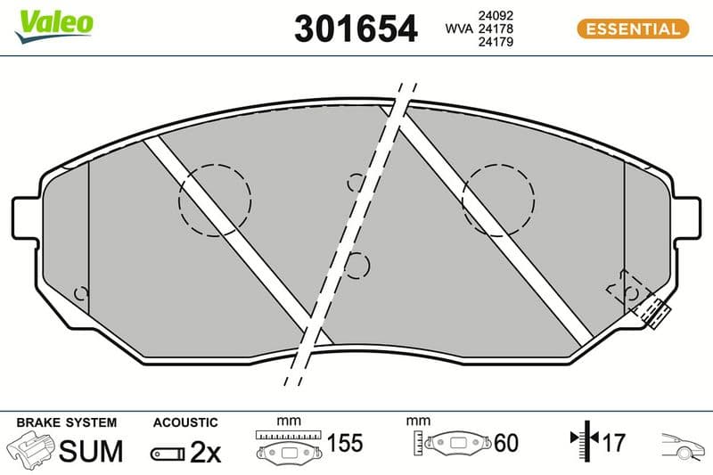 set placute frana,frana disc VALEO ESSENTIAL 301654