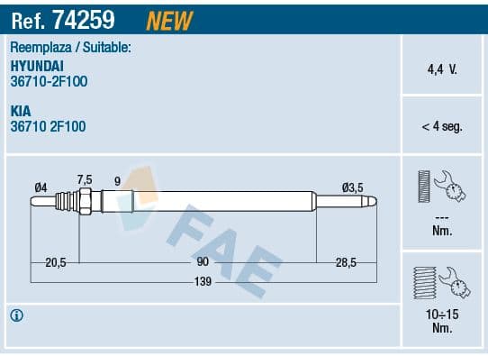 Bujie incandescenta FAE 74259
